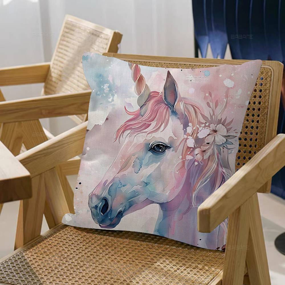 1Pc Cartoon Rainbow Unicorn Cushion Cover Car Throw Pillow Case For Sofa Car Christmas Gift 40X40Cm 45X45Cm