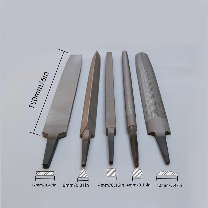 5pcs 6 Inch Industrial Steel Files Set Flat/Round/Half Round/Triangle/Square for Metalworking Woodworking Steel Rasp File Flat