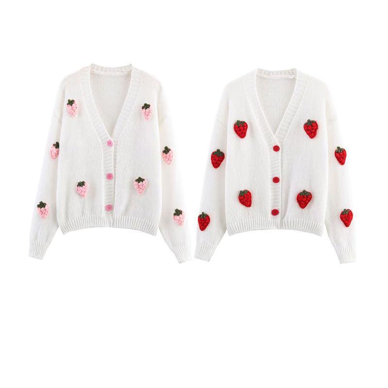 Kaslead New Arrival Women's Clothing Fashion Style Fashion Minimalist Loose Strawberry Knitting Cardigan