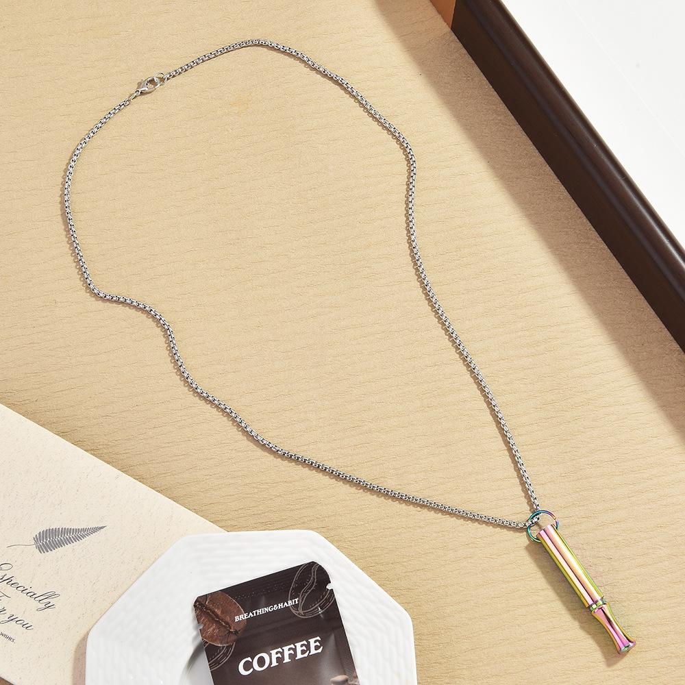 Stainless Steel Anti-Anxiety Mindfulness Meditation Whistle Necklace