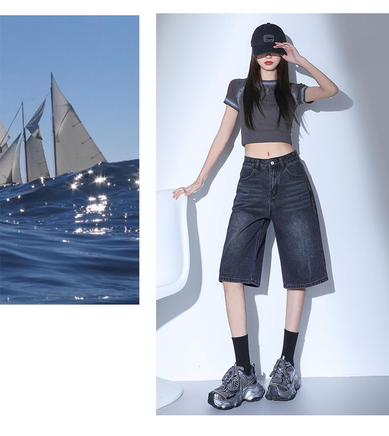 2025 Summer High Waist Denim Shorts - Women's Retro Hong Kong Style Fashion
