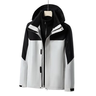 Veste d'extérieur 3-en-1 imperméable et coupe-vent pour homme en hiver, doublée polaire, avec capuche amovible et bordure en fourrure