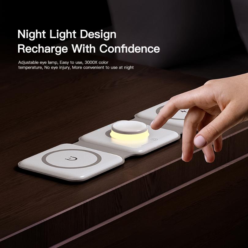 Essager Magnetic 15W Qi Wireless Charger Foldable Charger Stand for IPhone 14 13 12/Airpod /iWatch 7 6 Fast Charging