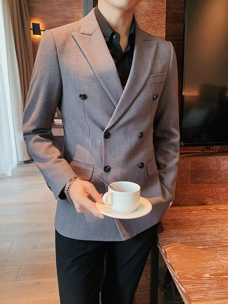 Men's Double-Breasted Casual Suit Dress - 2024 Autumn/Winter Collection