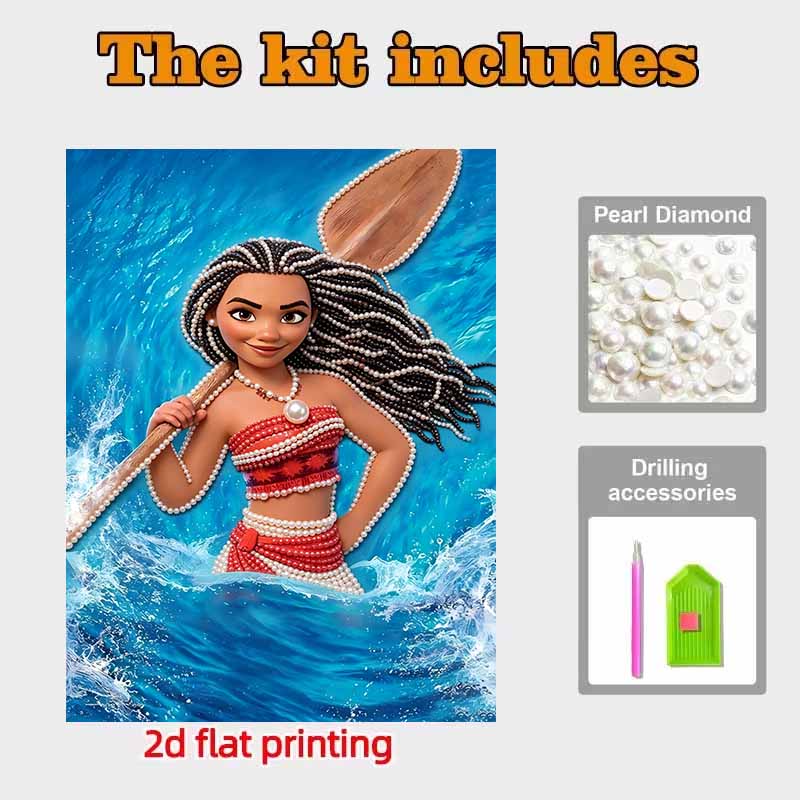 Disney Pearl Painting Moana Handmade DIY Pearl Gemstone Painting Pictures Crafts Special Shape Home Wall Decoration