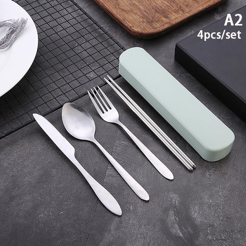 

2/3/4 шт. Набори портативних столових приборів з нержавіючої сталі Палички для їжі Ложка Вилка Ніж Дорожній Студентський Набір для пікніка Кухонні аксесуари