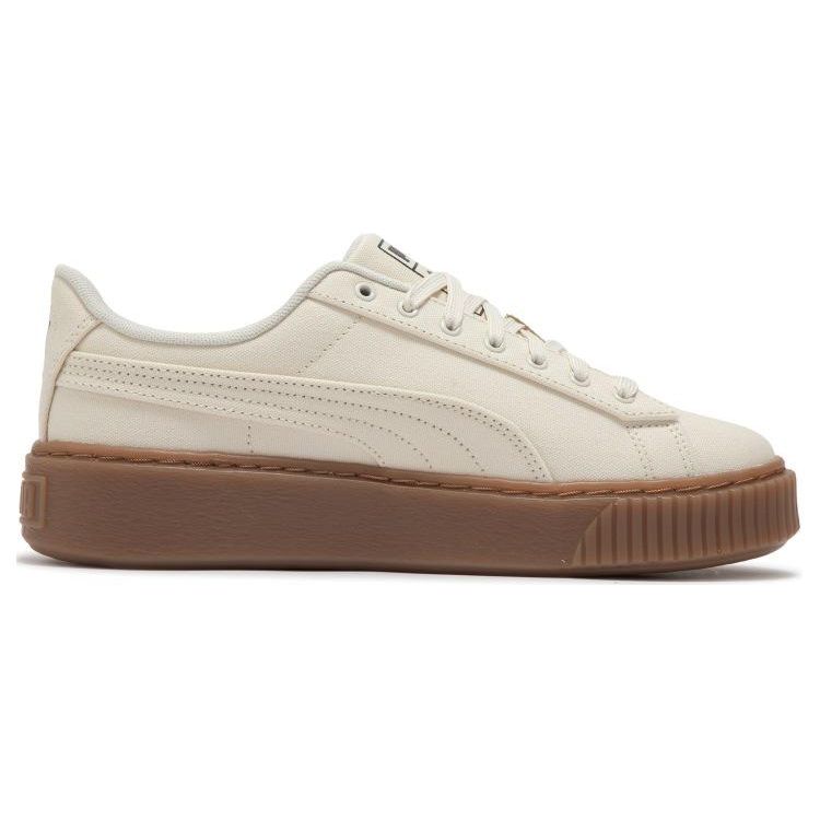 PUMA Women's Beige Basket Platform Canvas Low Top Sneakers 399251-02