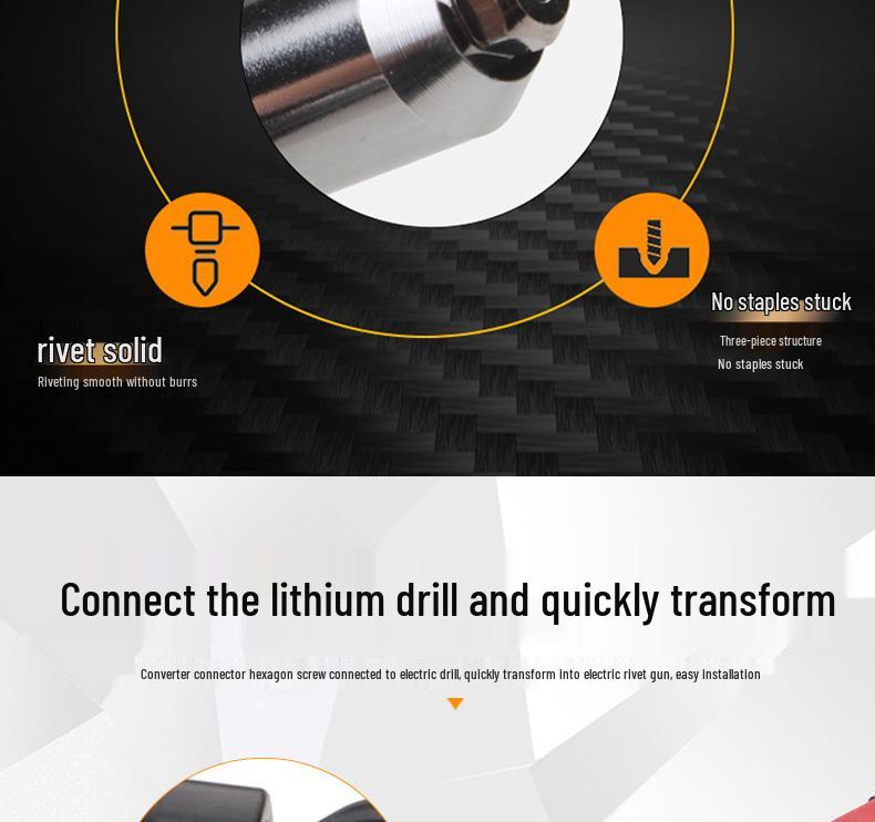 Cordless Electric Rivet Nut Gun & Drill Adapter Kit