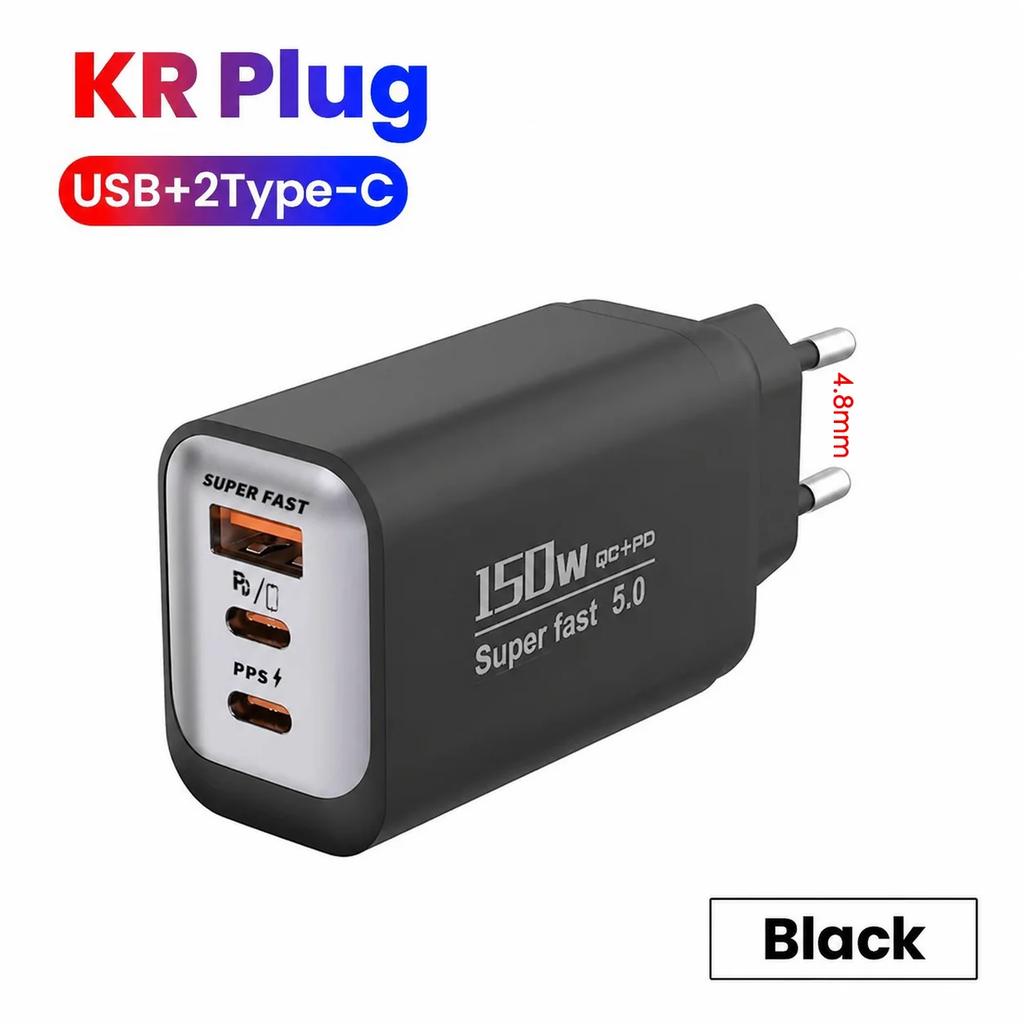 150W USB Type C Charger Fast Charging Mobile Phone Charger Wall Charger For iPhone 17 Samsung Xiaomi 17 Pro Max EU/KR/US/UK Plug