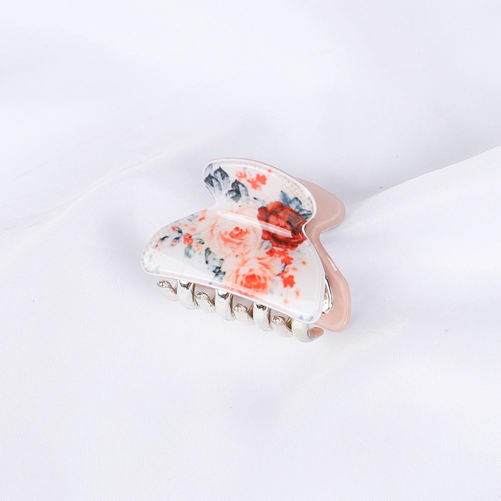 Acrylic Floral Sweet Small Hair Claw Clips Women Girls Plastic Print Crab Barrettes Clips Hair Clamps Hairpins Hair Accessories