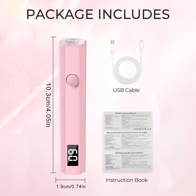 USB Rechargeable Mini Handheld Nail Drying Lamp LCD Display Home Use Nail Polish Quick-Dry Lamp