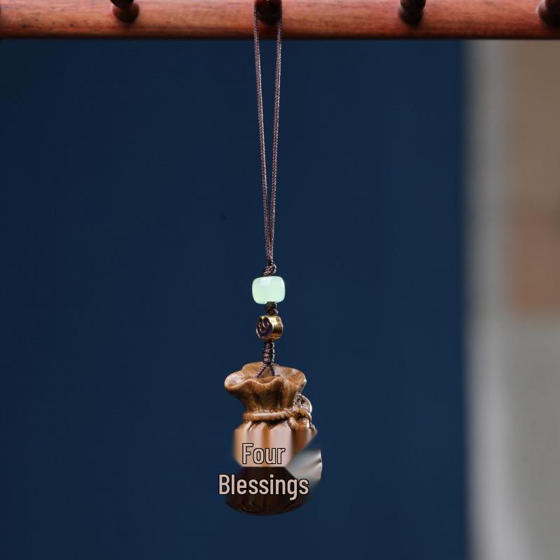 Green & Purple Sandalwood Fortune Keychain Pendant