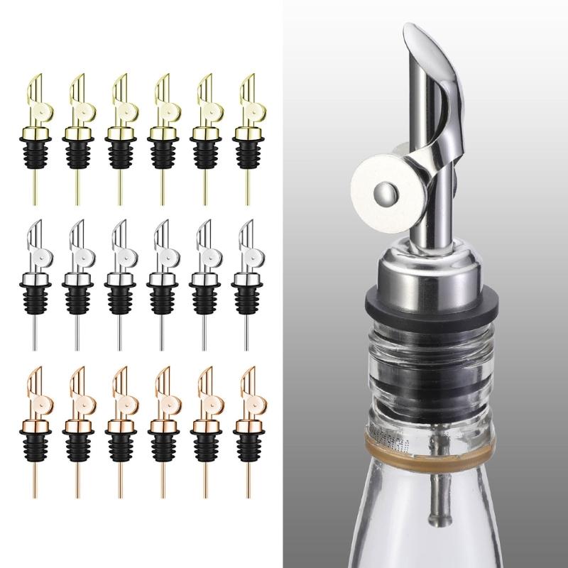 6Pcs Weighted Stainless Steel Pourer Spouts Auto Flip Oil Dispenser Spouts Liquor Bottle Pourers for Liquid Vinegar