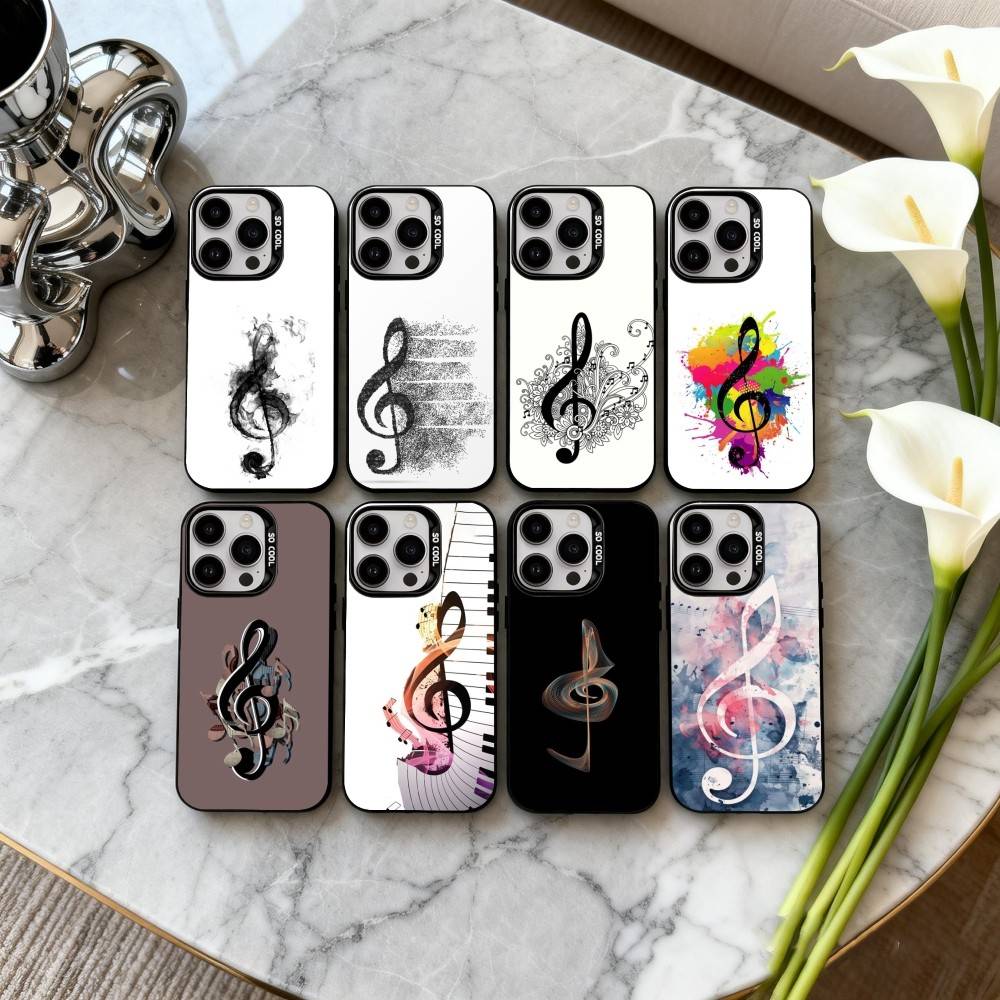 M-Music Art T-Treble Clef Phone Case For iPhone17,16,15,14,13,12,11 Plus,Pro Max Black Candy silver phone case