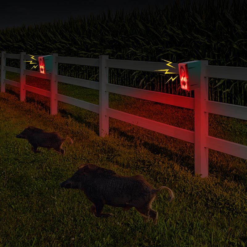 Solar-Powered Animal Repeller: High-Volume Sound and Light Alarm To Deter Wildlife from Cornfields