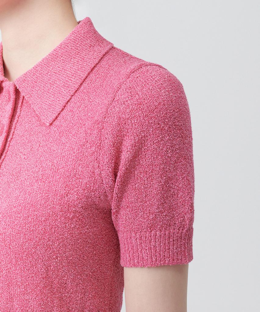 MUSINSA STANDARD WOMAN Women'S Boucle Knitted Polo Shirt [Pink]