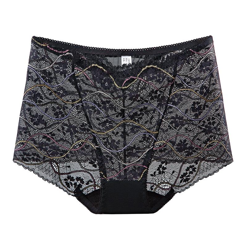Big Size Lady Summer New Style Sexy Lace Hollow Out High Waist Shrink Abdomen Lift Hip Briefs