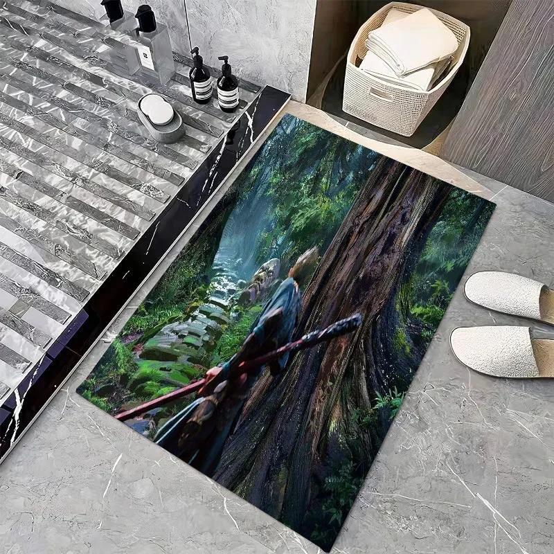 1pc Black Myth W-Wukong Bathroom Absorbent Mats Anti-Slip Mats Home Decor Supplies Carpets Home Kitchen Floor Mats