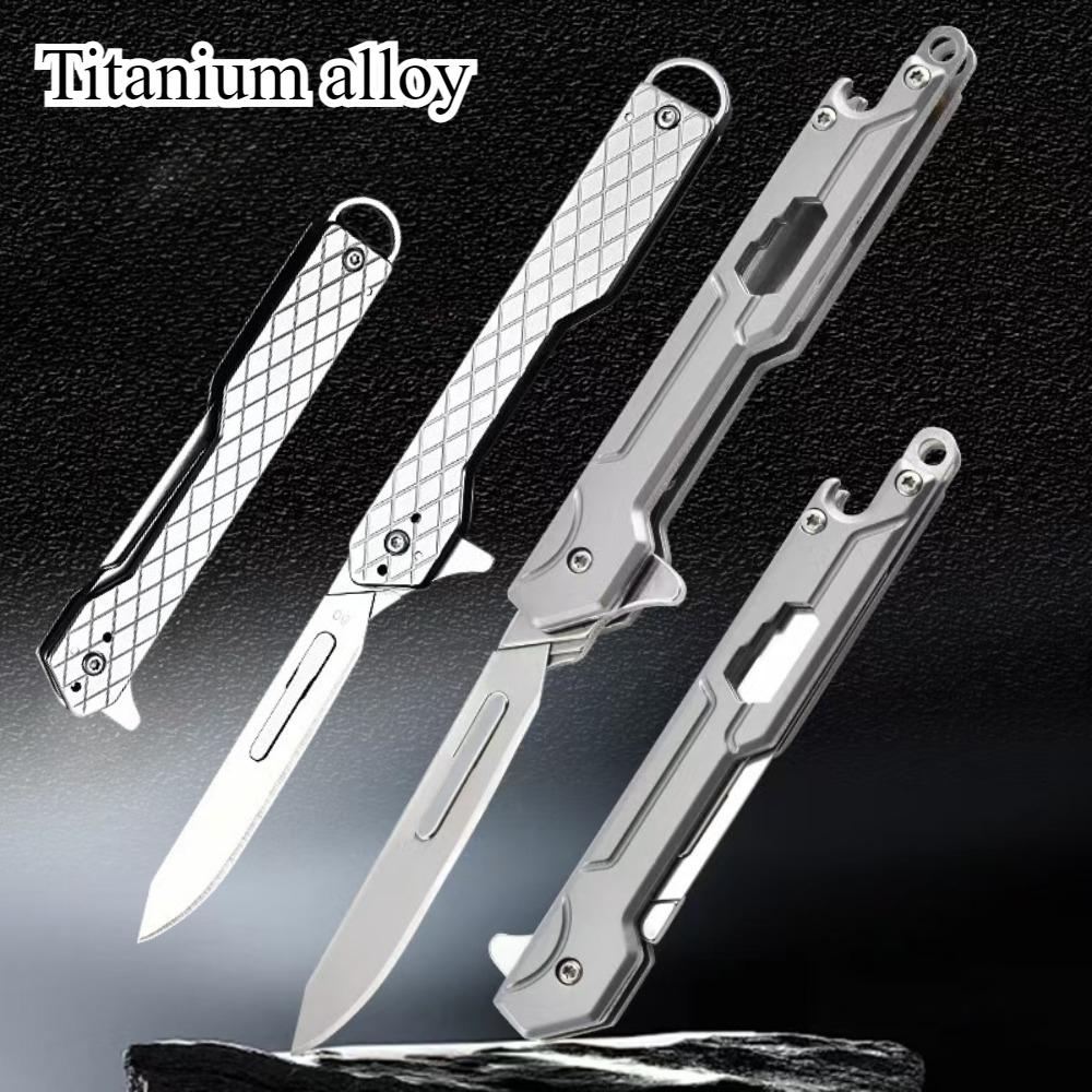 Titanium Alloy Multifunctional Art Knife, Paper Cutting, Portable Disassembly, Express Delivery, Folding Knife, Fruit Keychain