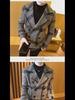 Men's Slim Double-Breasted Plaid Wool Trench Coat – Stylish Korean Suit Collar