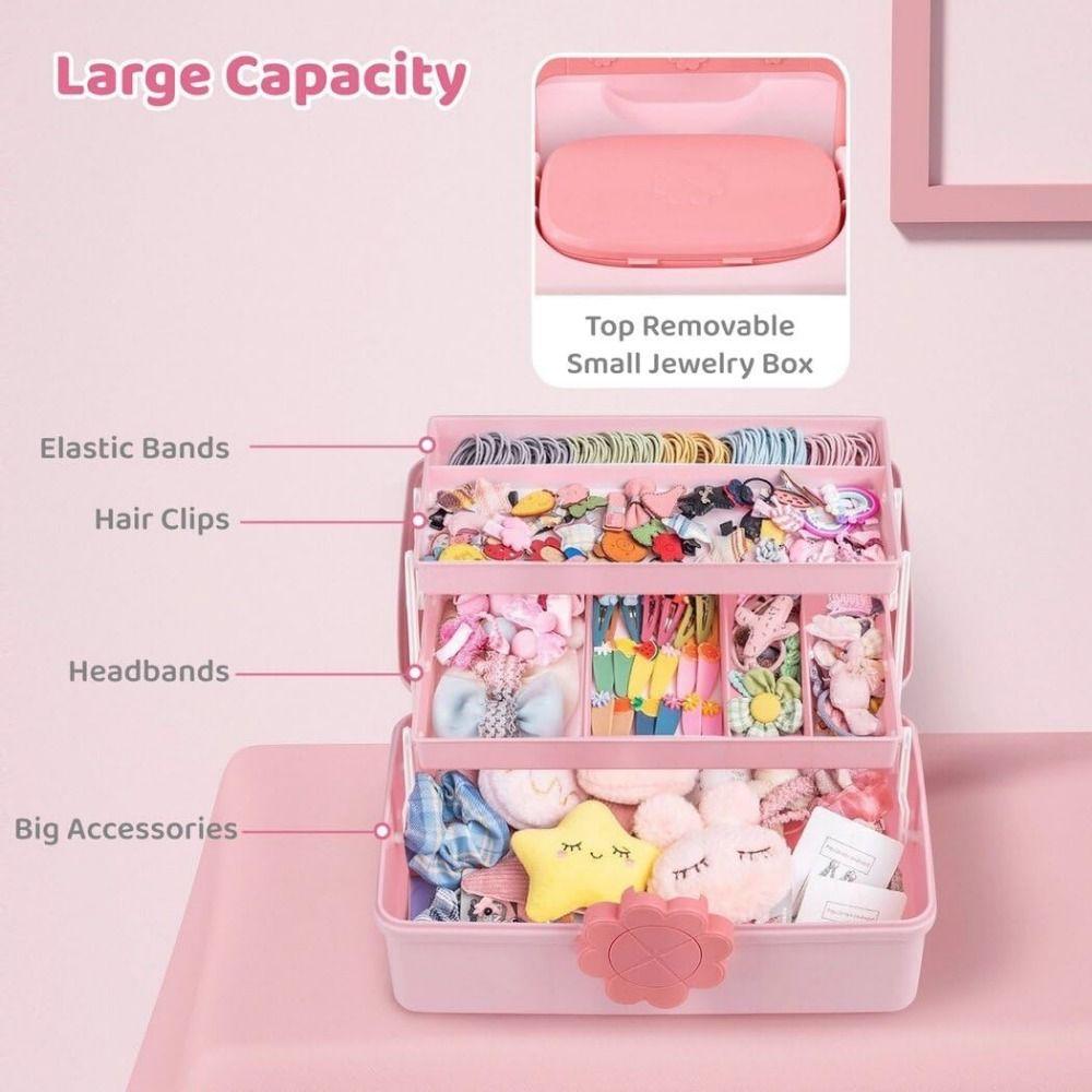 Lockable Hair Accessories Organizer Multipurpose Multi-Layer Girls Jewelry Box  Makeup