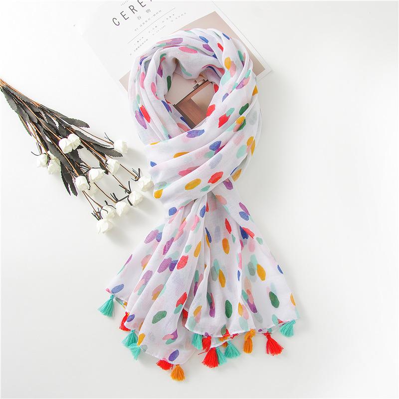 Fashion Luxury Women Viscose Scarf Designer Shawl Cotton Linen Feeling Tassel Pashmina Muslim Hijab Wrap Floral