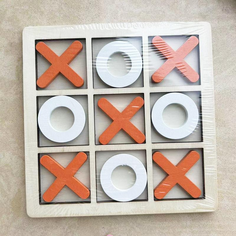 Tic Tac Toe Wooden Brain Training Board Game Table Toy, Player Room Decor, Wooden Puzzle For Children Gift