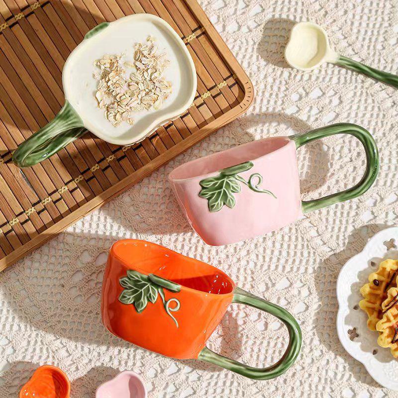 Creative Large Handle Ceramic Coffee Mug Home Breakfast Oat Milk Mug Exquisite Afternoon Tea Tea Cup Drinkware Office Mug Decor