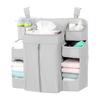 Baby Crib Hanging Organizers 6 Compartments Large Zippered Pocket Durable Fabric Nursery Storage Solution