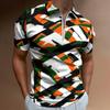 Paisley Pattern Short Sleeve Polo Shirt with Zip Collar, Casual Fashion Top