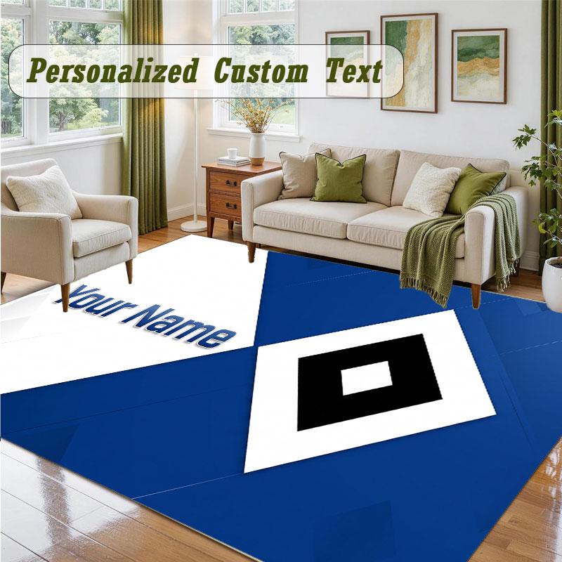 Crystal Velvet Square Rug Custom NameHamburger SV Pattern Non Slip Home Floor Decor Rug