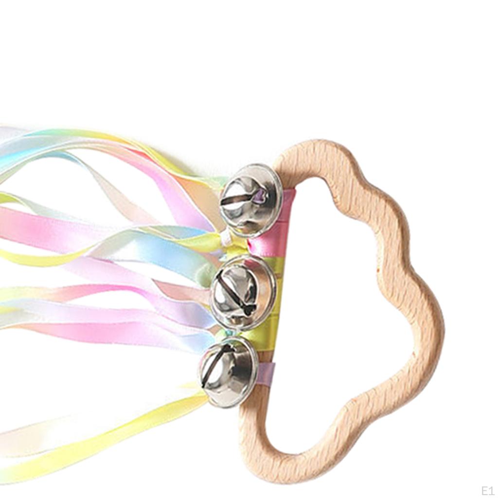 Kids Toys Montessori Rainbow Ribbons, Colorful Wooden Hand Sensory Toys,Dancing Ribbon