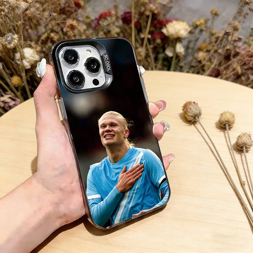 Football Star Erling Haaland Phone Case For iPhone 17,16,15,14,13,12,11 Plus,Pro Max,XS,Colorful Silver Phone Case Funda Cover