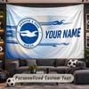 Brighton & Hove Albion Football Personalized Tapestry Support Custom Name, Wall Art Home Decoration
