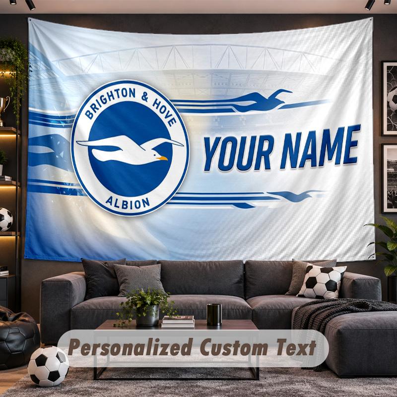 Brighton & Hove Albion Football Personalized Tapestry Support Custom Name, Wall Art Home Decoration
