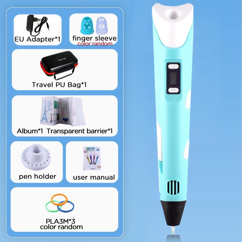 Kinder 3D-Stift 3D-Zeichen Druckstift LCD-Bildschirm Netzteil 40 Farben 200M PLA-Filament Kinder Jungen Mädchen Geburtstag DIY-Geschenk