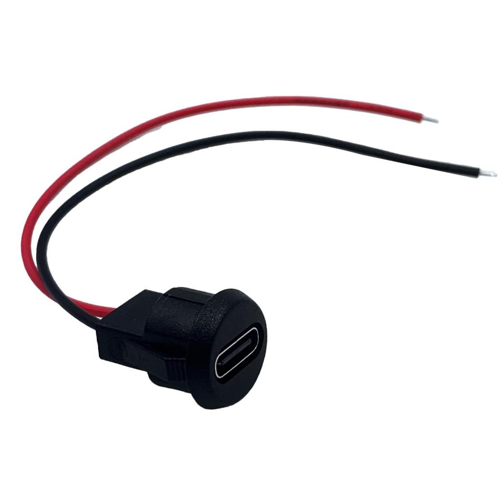 Waterproof USB Type-C Female Connector, Direct Pressure Welded, Encapsulated 2P