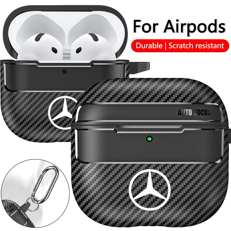 Car Soft Earphone Case For Apple AirPods 4 Airpod Pro 1 2 3 4th With keyring Earphone Protective Case Sticker For Mercedes Benz RW7