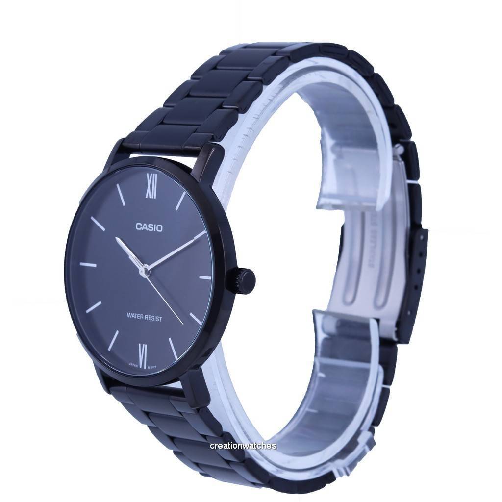 Casio Black Dial Stainless Steel Analog MTP-VT01B-1B MTPVT01B-1B Men's Watch