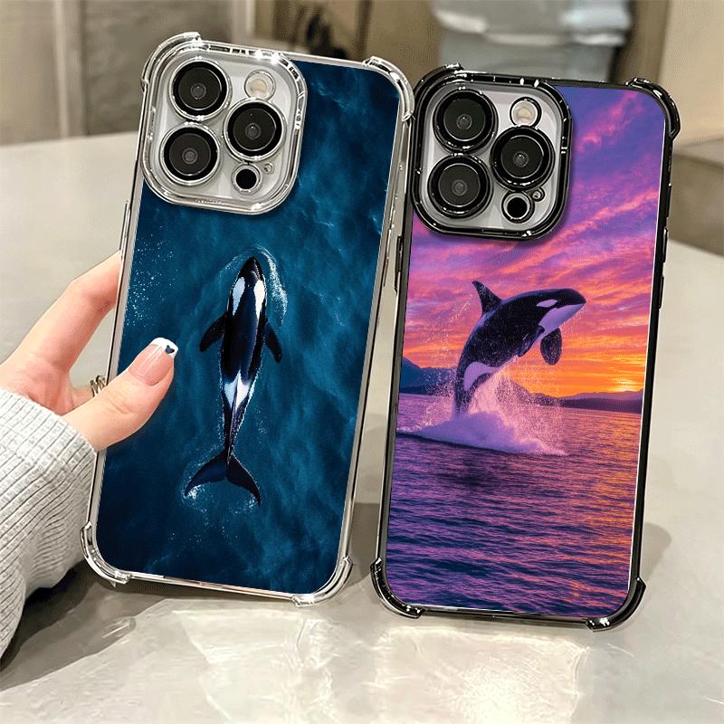 Orca Ocean Pattern Soft Phone Case For iPhone 15 16 17 Air 14 Pro Max 16E Plus 13 12 Mini Plating Anti-Fall Fundas
