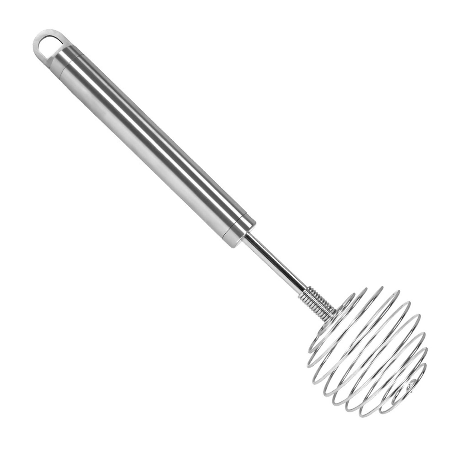 

Stainless Steel Spring Whisk Handheld Butter Egg Mixer Hand Push Stir Blender with Long Handle Milk Frother Enduring