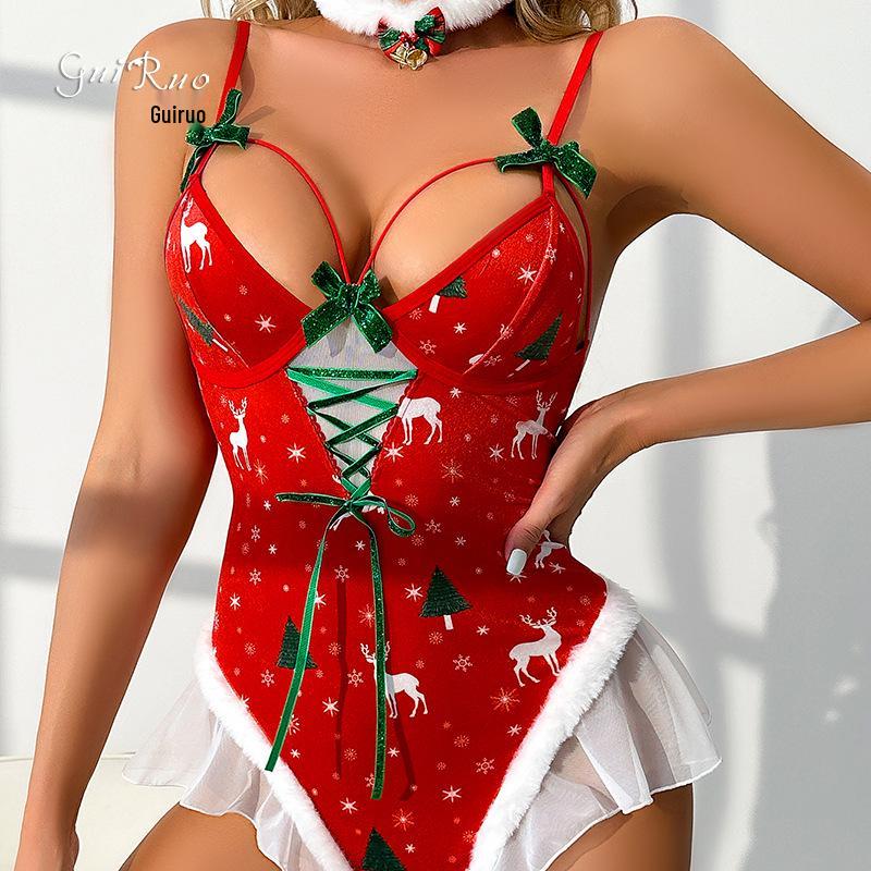Rose 'n' Pure Desire Sexy Butterfly Bodysuit - Women's Christmas Lingerie Set (F5049)
