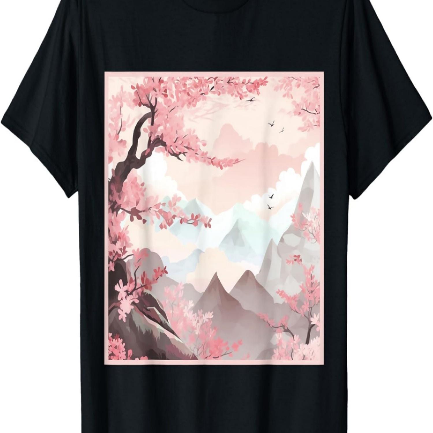 Ephemeral Heights Soft Pastels Embrace Cherry Blossoms T-Shirt S чёрный