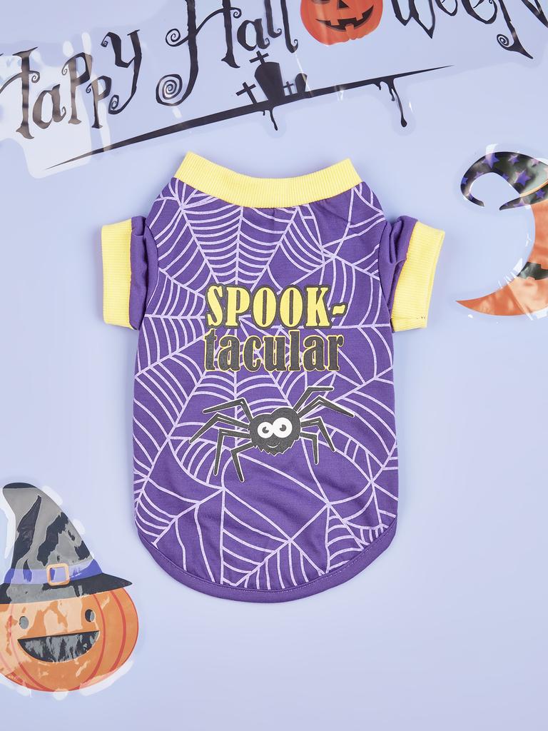 Dog Halloween Shirt Pet Printed T Shirt Cat Costume Spider Ghost Devil Monster Pet Halloween Clothes Halloween Costume Dog Shirt