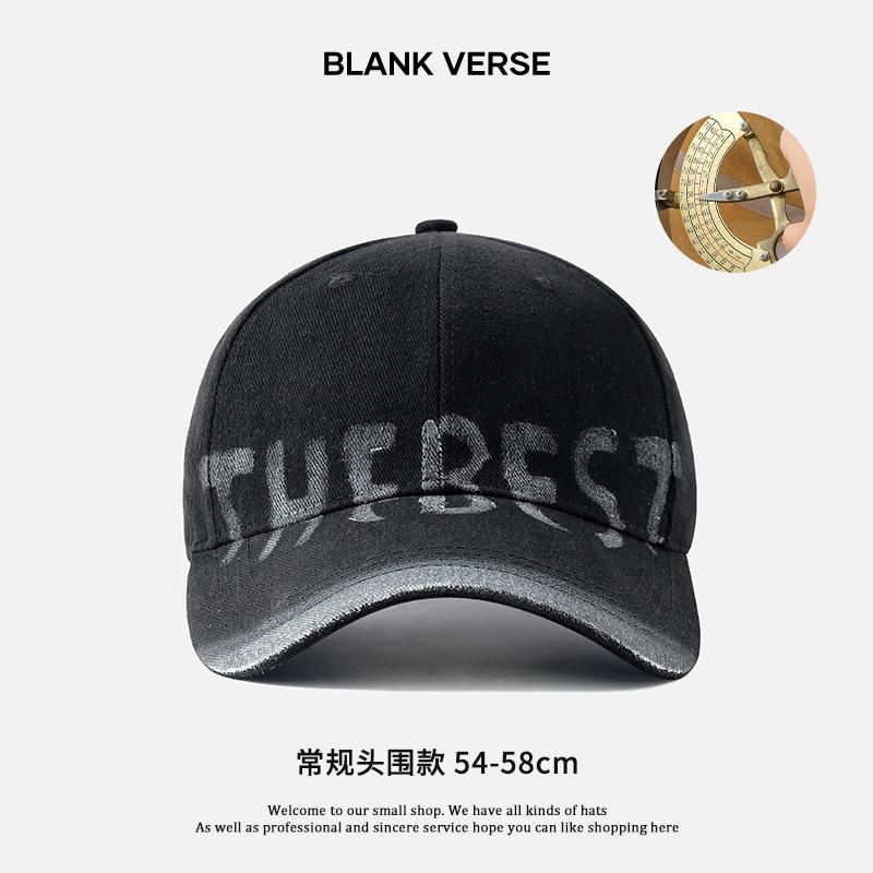 

Retro letter gray baseball cap women s wide brim big face showing face small cap versatile big head circumference hat Normal version (54-58cm) чёрный