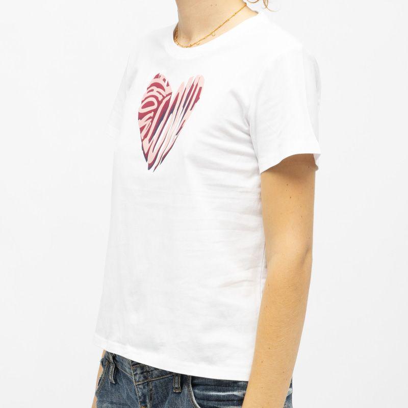 White T-shirt Heart Relief Printed Love Woman LA PETITE ETOILE