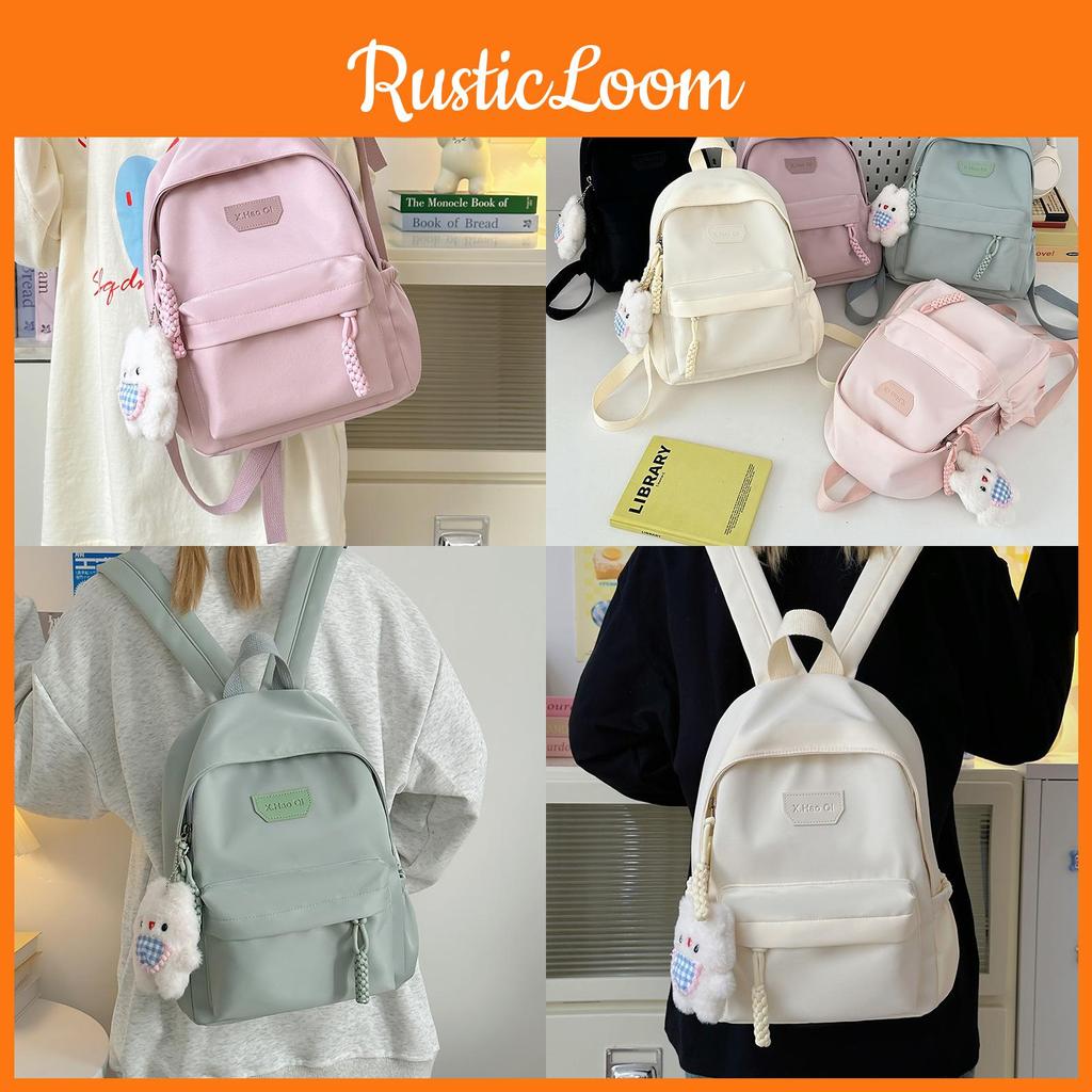 Student Solid Color Schoolbag Large Capacity Backpack Outdoor Leisure Travel Bag