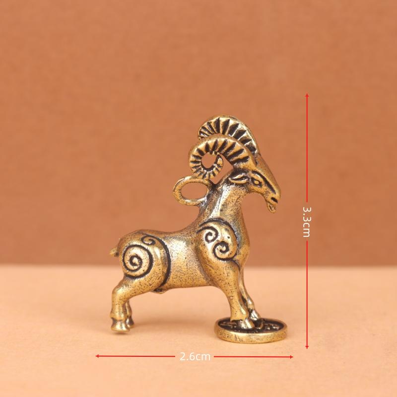 Massive Messing Chinesische Tierkreiszeichen Schaf Statue Flacher Sockel Glücksbringendes Ornament für Büro Schreibtisch Dekoration Sammlung Geschenk
