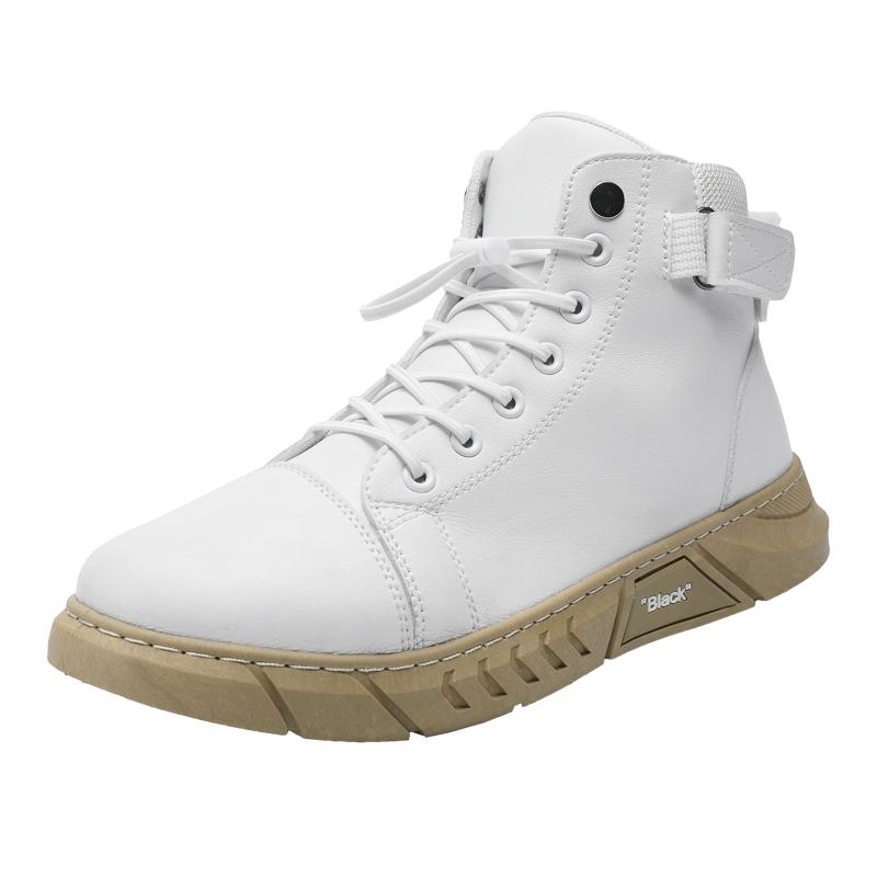 Autumn Cheap Mens Black Boots Trendy Comfortable Casual Leather Boots Men High-top Lace-up  Work Boots For Men Botas Para Hombre