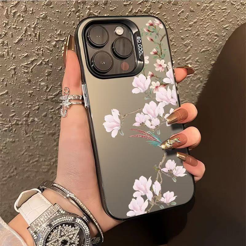 Flower Bird Applicable To Apple 17Promax Mobile Phone Case iPhone16 Yuan Qi Case Japan and Korea 15/1413/